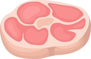 Cartoon illustration of a slice of red meat with fat, symbolizing the importance of balanced nutrition and responsible consumption for a healthy lifestyle vector