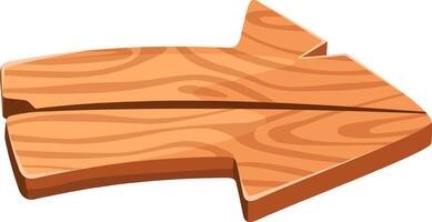 Wooden arrow made of two planks pointing right with visible wood grain, isolated on white background, ideal for indicating direction or path vector