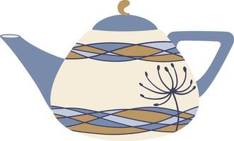 Beautifully designed ceramic teapot with a floral and wavy pattern evokes the warmth and comfort of teatime, perfect for enjoying a relaxing cup of tea vector