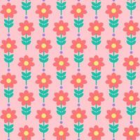 red flower with small purple flower on pink background, seamless pattern for wrapping paper, textile and wallpaper. vector
