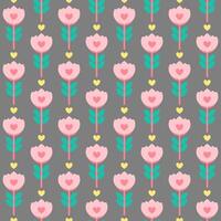 Pink tulip with small yellow heart, seamless pattern for wrapping paper, wallpaper and textile. vector