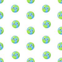 Earth kids kawaii planet seamless pattern. Galaxy, space, universe. Background, print, fabric vector