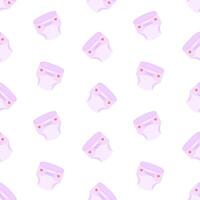 Purple diapers seamless pattern. Diaper angles, diaper changing. Background, print, backdrop vector