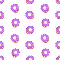 Purple dummies seamless pattern. Front view pacifiers. Background, print, packaging design vector