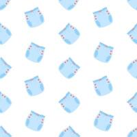 Blue diapers seamless pattern. Diaper angles, diaper changing. Background, print, backdrop vector