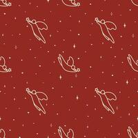 Aesthetic illustrations seamless pattern with angel character. Christmas star, new year holidays vector