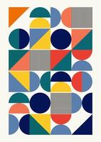 Abstract symbols with bold geometric shapes poster. simple bauhaus artwork vector