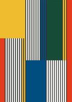 Abstract mid century colorful poster with geometric shapes. Modern Memphis minimalist flat art vector
