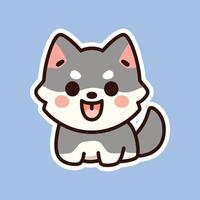 Playful Gray and White Husky Puppy on Light Blue Background vector