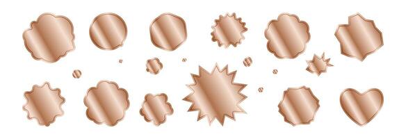 Set of copper text bubbles. vector