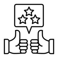 Thumbs up and stars icon. Feedback concept with customer reviews. vector