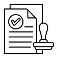 Approved document with stamp icon. vector