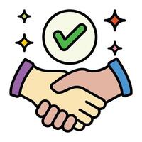 Partnership with handshake solid icon. vector