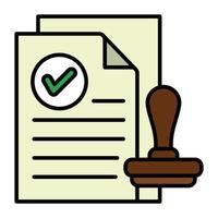 Approved document with stamp icon. vector