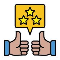 Thumbs up and stars icon. Feedback concept with customer reviews. vector
