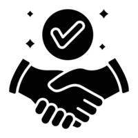 Partnership with handshake solid icon. vector