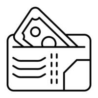 Money in wallet solid icon. vector