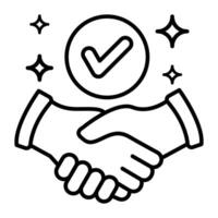Partnership with handshake solid icon. vector