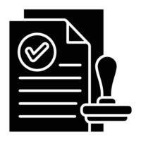 Approved document with stamp icon. vector