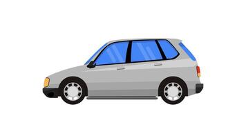 Side view of hatchback car in gray color isolated on the white background. Modern urban transport design. Automobile industry, flat illustration. vector