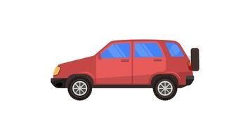 Red compact CUV isolated. Car CUV with side view. flat style illustration vector