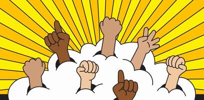 Hand of unity cartoon illustration background vector