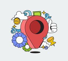 Pin location illustration for fun map marker vector