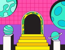 Abstract space portal background design cartoon illustration vector