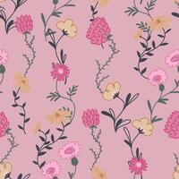 Abstract flowers seamless pattern. Simple botanical ornament. vector
