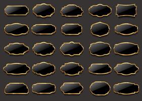 Black and gold blank frame and label collection stock illustration vector