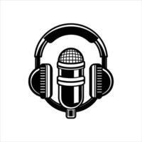 Headphone and microphone vector