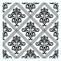 Monochrome Damask Pattern. Line carvings that become various beautiful petal elements and become one. vector
