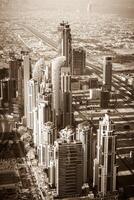 Dubai downtown morning scene. Top view photo