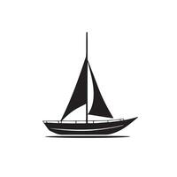 A sail boat silhouette on white background vector
