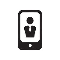An employee on smartphone icon silhouette on white background vector