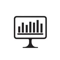 Sales chart in monitor icon silhouette on white background vector