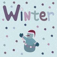winter card with snowman vector