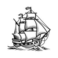 Sketch Line Art of a Ship vector