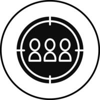 A black and white image of a group of people in a target vector