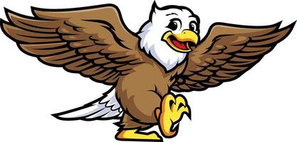 The eagle mascot is walking and flapping its wings to fly vector