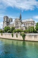 Cathedral of Notre Dame in Paris and the Seine river photo