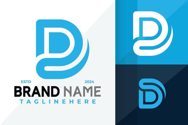 Letter D Monogram Unique Logo Icon Design Illustration