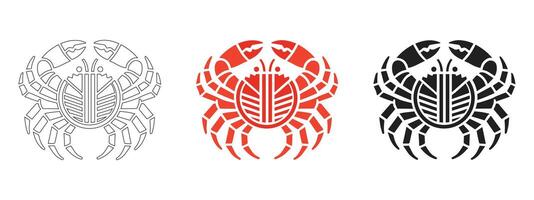 A seafood crab outline black filled icon symbol graphic illustration on white background vector