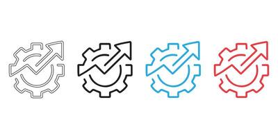 monochromatic icon an upward-pointing graph arrow seamlessly integrated with a gear growth and improvement icon symbol vector