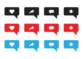 set of Like, Share, Comment, Follow, and Notification icon symbol illustration vector