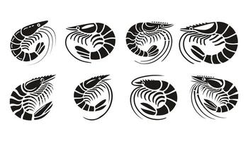 A minimal illustration of a shrimp silhouette icon symbol on white background vector