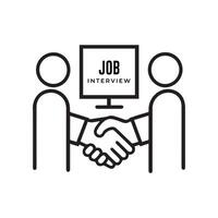 a outline illustration an job interview icon, symbol consisting of two people shaking hands with a job position sign in the background vector
