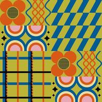 Graphic Motif Simplicity Geometric Backgrounds With Flower For Textile Print Product. vector