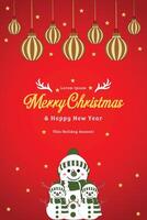 Merry Christmas, Happy New Year and Corporate Holiday greeting card templates. Trendy illustration with Christmas decorative elements and typography design. vector