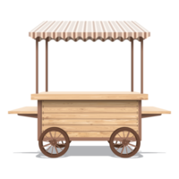 Wooden whitewashed street shop cart mock up isolated graphic illustration have blank space for place the products presentation on countertop. Small business and street food concept. png